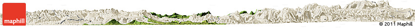 Satellite Horizon Map of Qijiang, shaded relief outside