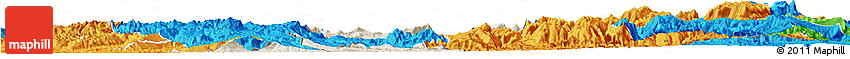 Shaded Relief Horizon Map of Qijiang, political outside