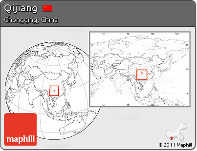 Blank Location Map of Qijiang, within the entire country