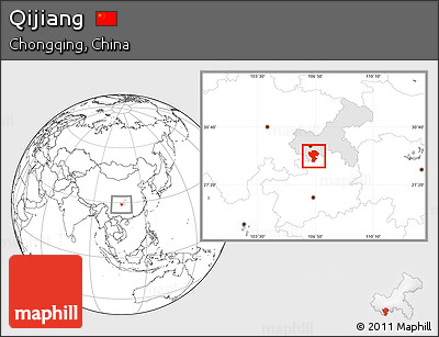 Blank Location Map of Qijiang, highlighted parent region