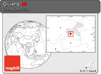 Blank Location Map of Qijiang, highlighted parent region