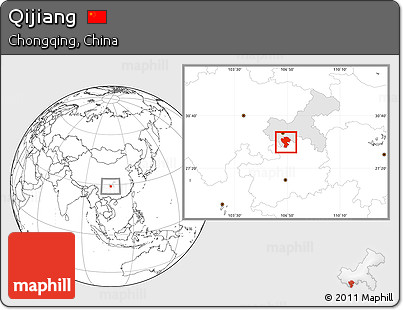 Blank Location Map of Qijiang, highlighted parent region