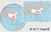 Gray Location Map of Qijiang, highlighted country, highlighted parent region, within the entire country