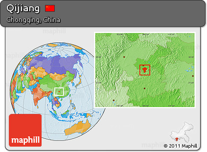 Political Location Map of Qijiang