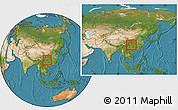 Satellite Location Map of Qijiang, within the entire country