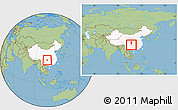 Savanna Style Location Map of Qijiang, highlighted country, within the entire country