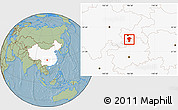 Savanna Style Location Map of Qijiang, highlighted country, hill shading