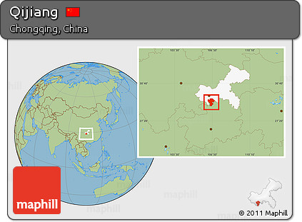 Savanna Style Location Map of Qijiang, highlighted parent region