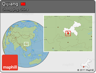 Savanna Style Location Map of Qijiang, highlighted parent region