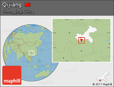 Savanna Style Location Map of Qijiang, highlighted parent region