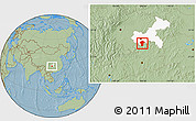 Savanna Style Location Map of Qijiang, highlighted parent region, hill shading