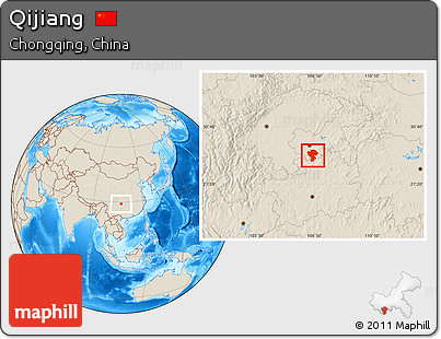 Shaded Relief Location Map of Qijiang