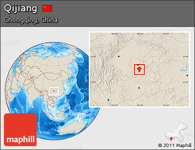 Shaded Relief Location Map of Qijiang