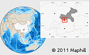 Shaded Relief Location Map of Qijiang, highlighted country, highlighted parent region