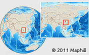 Shaded Relief Location Map of Qijiang, highlighted parent region, within the entire country