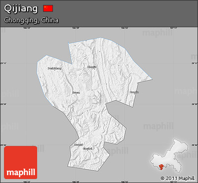 Gray Map of Qijiang, single color outside