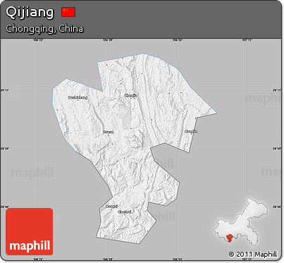 Gray Map of Qijiang, single color outside