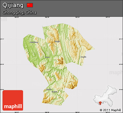 Physical Map of Qijiang, cropped outside