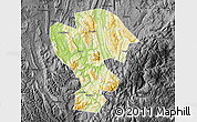 Physical Map of Qijiang, darken, desaturated