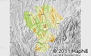 Physical Map of Qijiang, lighten, desaturated