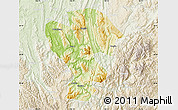 Physical Map of Qijiang, lighten