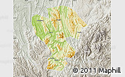 Physical Map of Qijiang, lighten, semi-desaturated