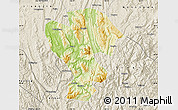 Physical Map of Qijiang, shaded relief outside