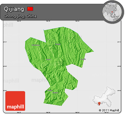 Political Map of Qijiang, single color outside
