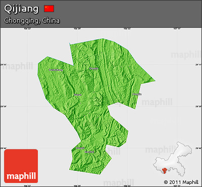 Political Map of Qijiang, single color outside