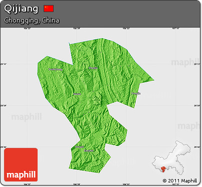 Political Map of Qijiang, single color outside