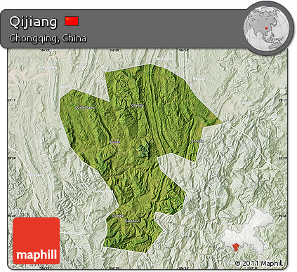 Satellite Map of Qijiang, lighten