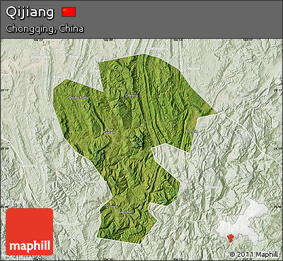 Satellite Map of Qijiang, lighten
