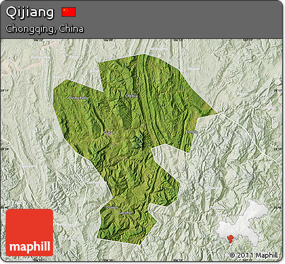 Satellite Map of Qijiang, lighten