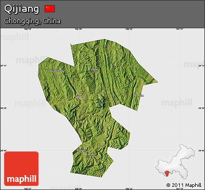 Satellite Map of Qijiang, single color outside