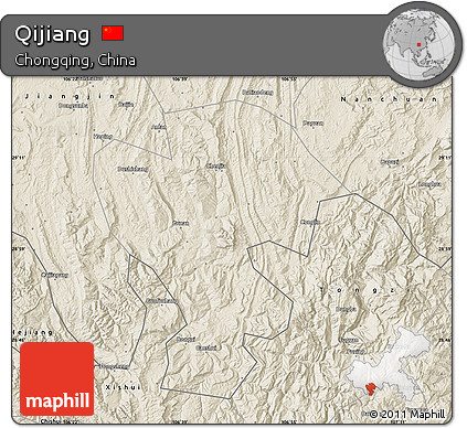 Shaded Relief Map of Qijiang