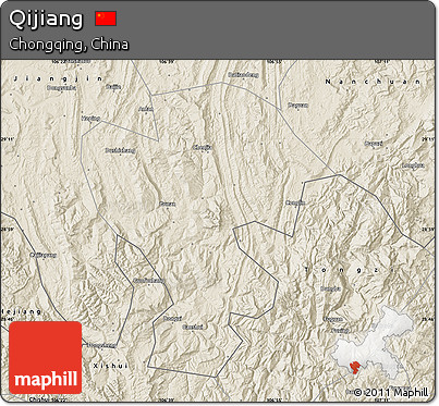 Shaded Relief Map of Qijiang