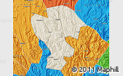 Shaded Relief Map of Qijiang, political outside