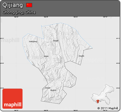 Silver Style Map of Qijiang, single color outside