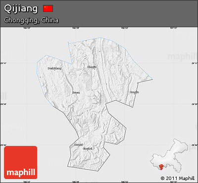 Silver Style Map of Qijiang, single color outside