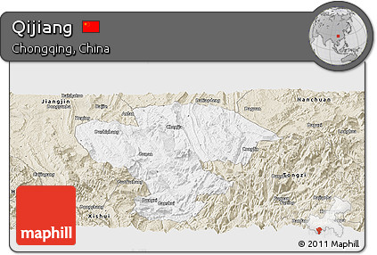Classic Style Panoramic Map of Qijiang