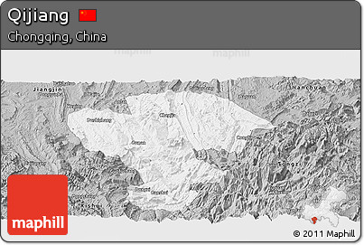 Gray Panoramic Map of Qijiang