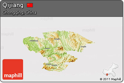 Physical Panoramic Map of Qijiang, cropped outside