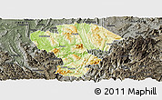Physical Panoramic Map of Qijiang, darken, semi-desaturated