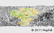 Physical Panoramic Map of Qijiang, desaturated