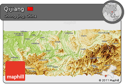 Physical Panoramic Map of Qijiang