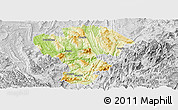 Physical Panoramic Map of Qijiang, lighten, desaturated