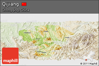 Physical Panoramic Map of Qijiang, lighten