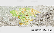 Physical Panoramic Map of Qijiang, lighten, semi-desaturated