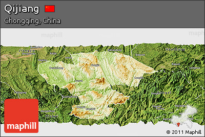 Physical Panoramic Map of Qijiang, satellite outside