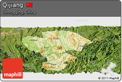 Physical Panoramic Map of Qijiang, satellite outside